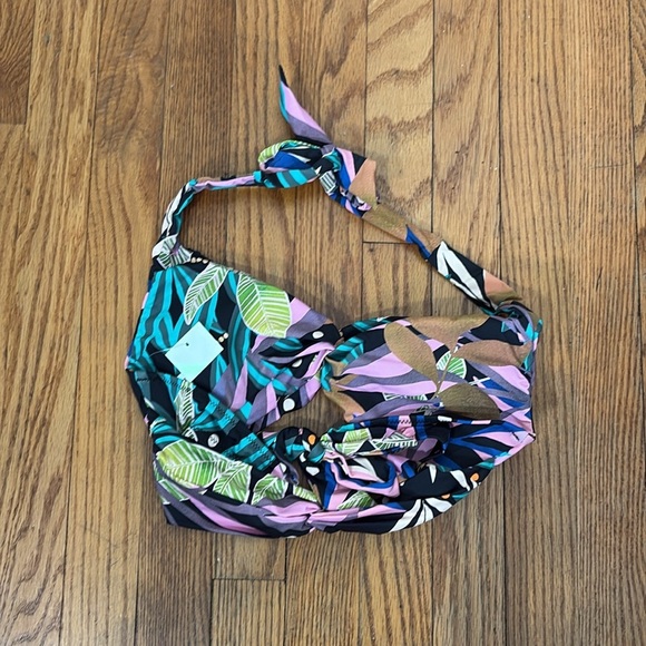 Bar III Bikini Set Keyhole Top Hipster Bottoms size L Hidden Jungle NWT - Picture 6 of 15